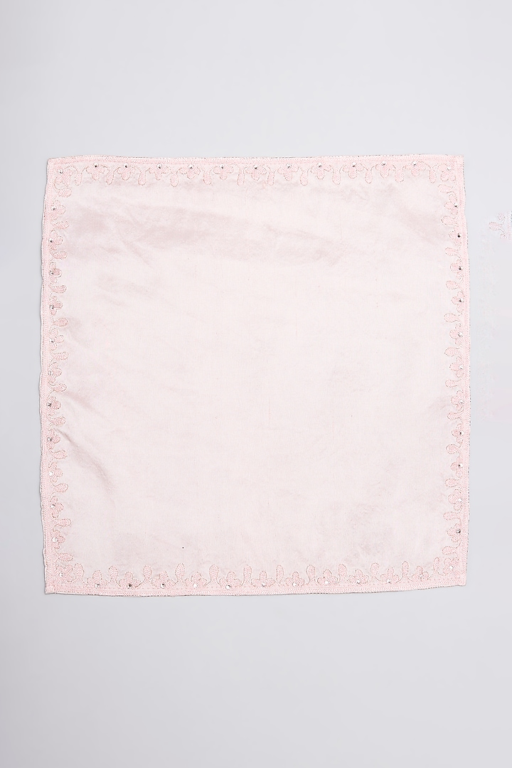 Pink Pure Silk Pocket Square by Tarun Tahiliani Accessories