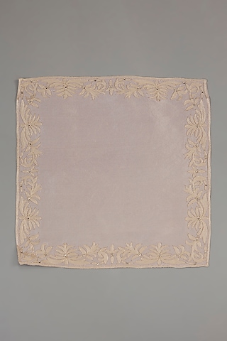 Peach Pure Silk Pocket Square by Tarun Tahiliani Accessories