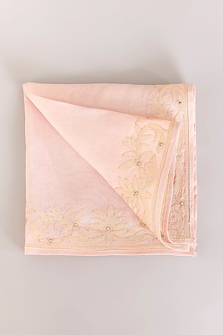 Salmon Pink Pure Silk Pocket Square by Tarun Tahiliani Men at Pernia's Pop Up Shop