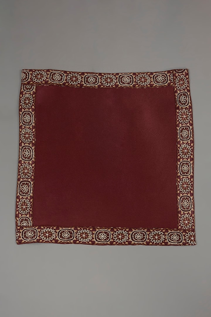 Red Pure Silk Pocket Square by Tarun Tahiliani Accessories