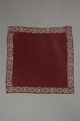 Red Pure Silk Pocket Square by Tarun Tahiliani Accessories