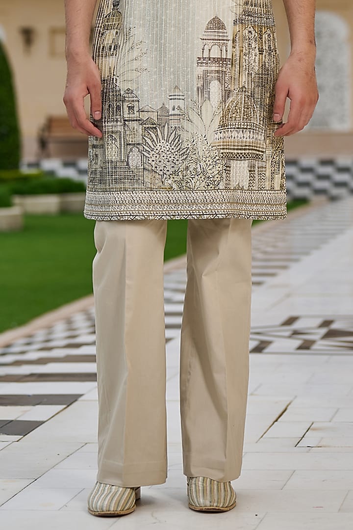 Jade Green Cotton Jacquard Printed Kurta Set by Tarun Tahiliani Men at Pernia's Pop Up Shop