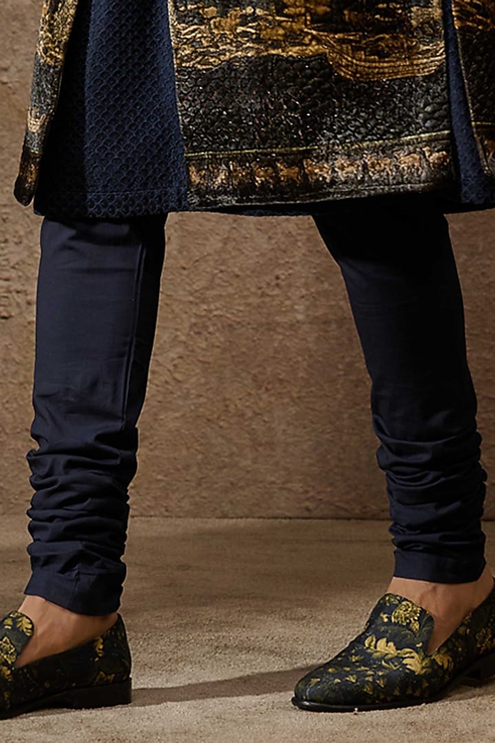 Brown Silk Velvet Pichwai Printed Groom Sherwani Set by Tarun Tahiliani Men at Pernia's Pop Up Shop