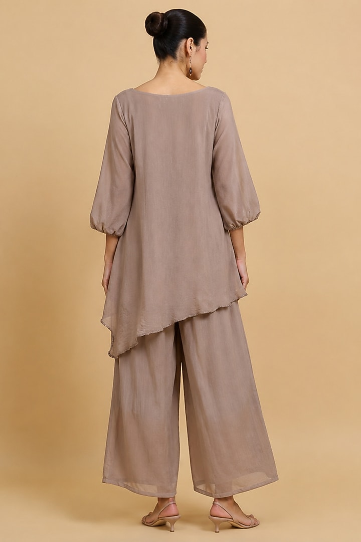 Brown Cotton Flex Tonal Resham Embroidered Co-ord Set by THE MOLA at Pernia's Pop Up Shop