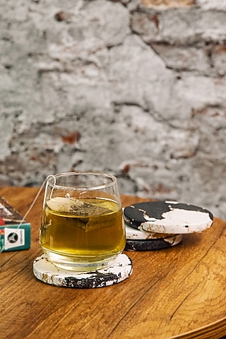 Black & White Resin Round Coaster Set by Think Artly