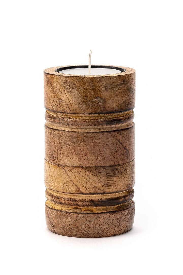 Brown Mango Wood Candle Holders (Set Of 3) by Think Artly at Pernia's Pop Up Shop
