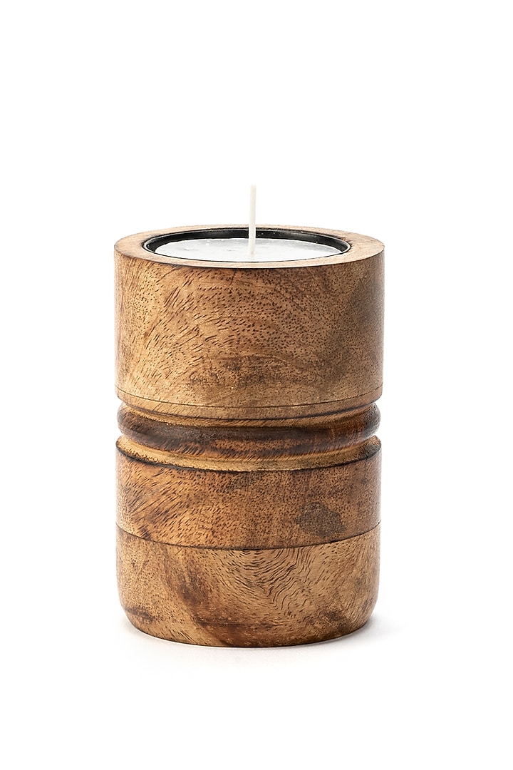 Brown Mango Wood Candle Holders (Set Of 3) by Think Artly at Pernia's Pop Up Shop