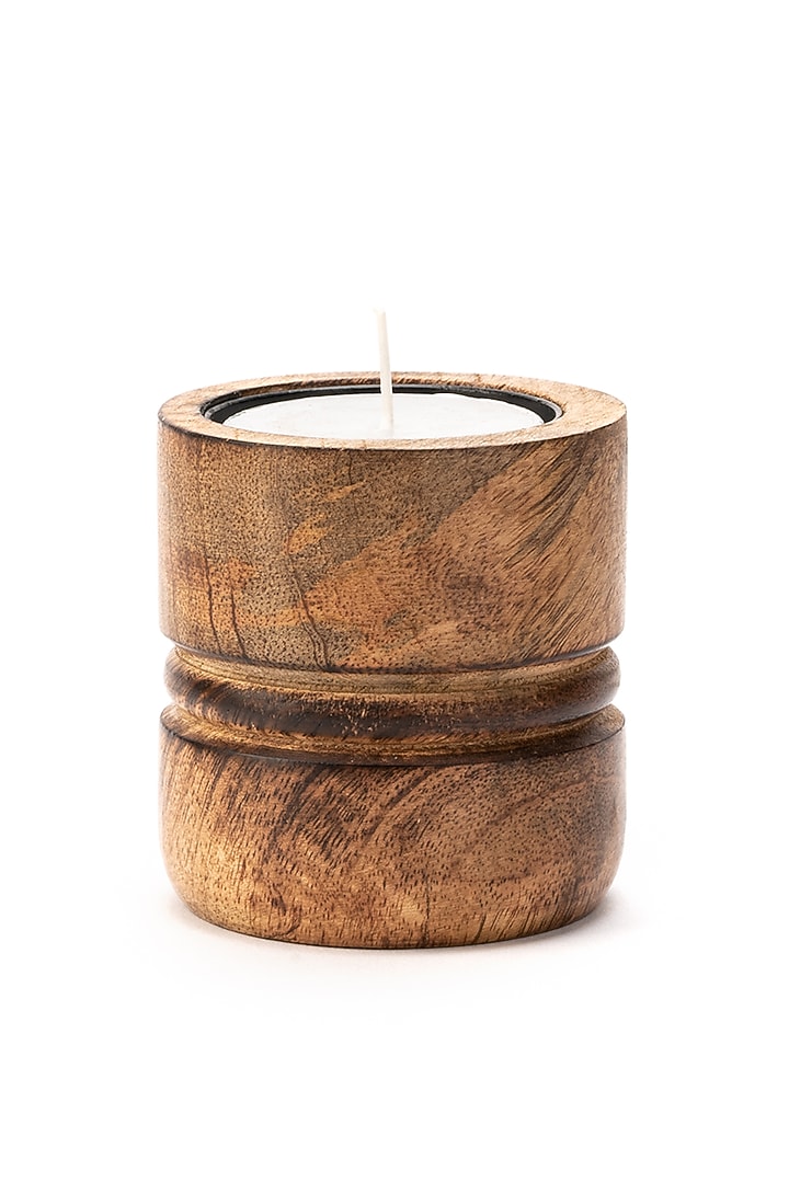 Brown Mango Wood Candle Holders (Set Of 3) by Think Artly at Pernia's Pop Up Shop