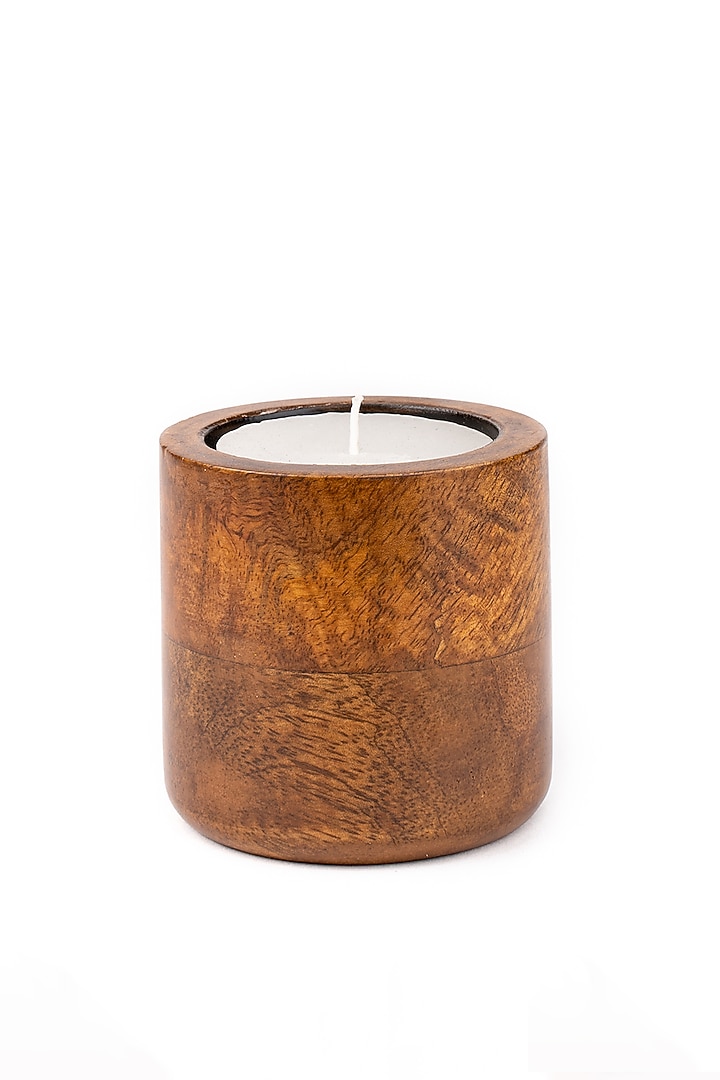 Walnut Brown Mango Wood Candle Holders (Set Of 3) by Think Artly at Pernia's Pop Up Shop