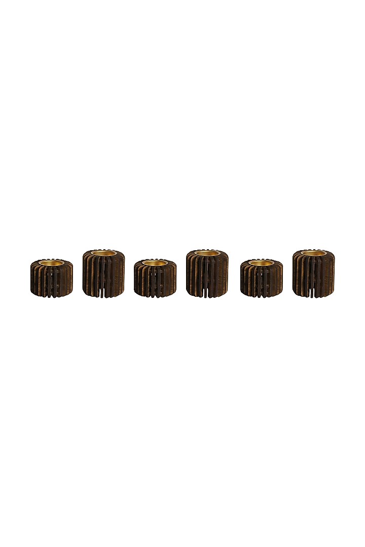 Brown Pinewood Tea Light Holder (Set Of 6) by Think Artly at Pernia's Pop Up Shop