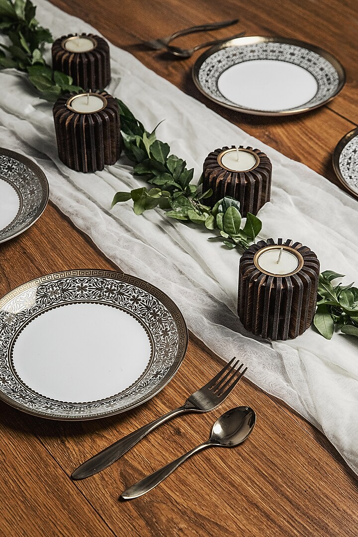 Brown Pinewood Tea Light Holder (Set Of 6) by Think Artly at Pernia's Pop Up Shop