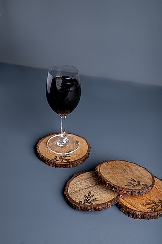 Brown Mango Wood Coaster Set by Think Artly