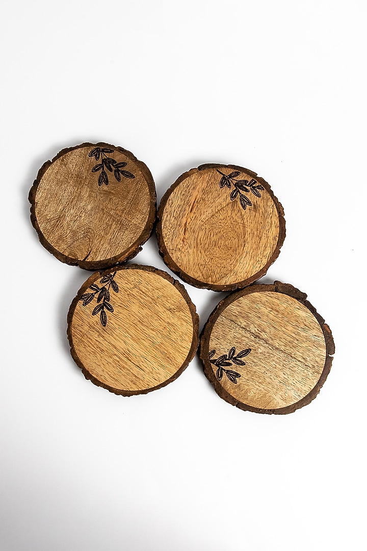 Brown Mango Wood Coaster Set by Think Artly at Pernia's Pop Up Shop