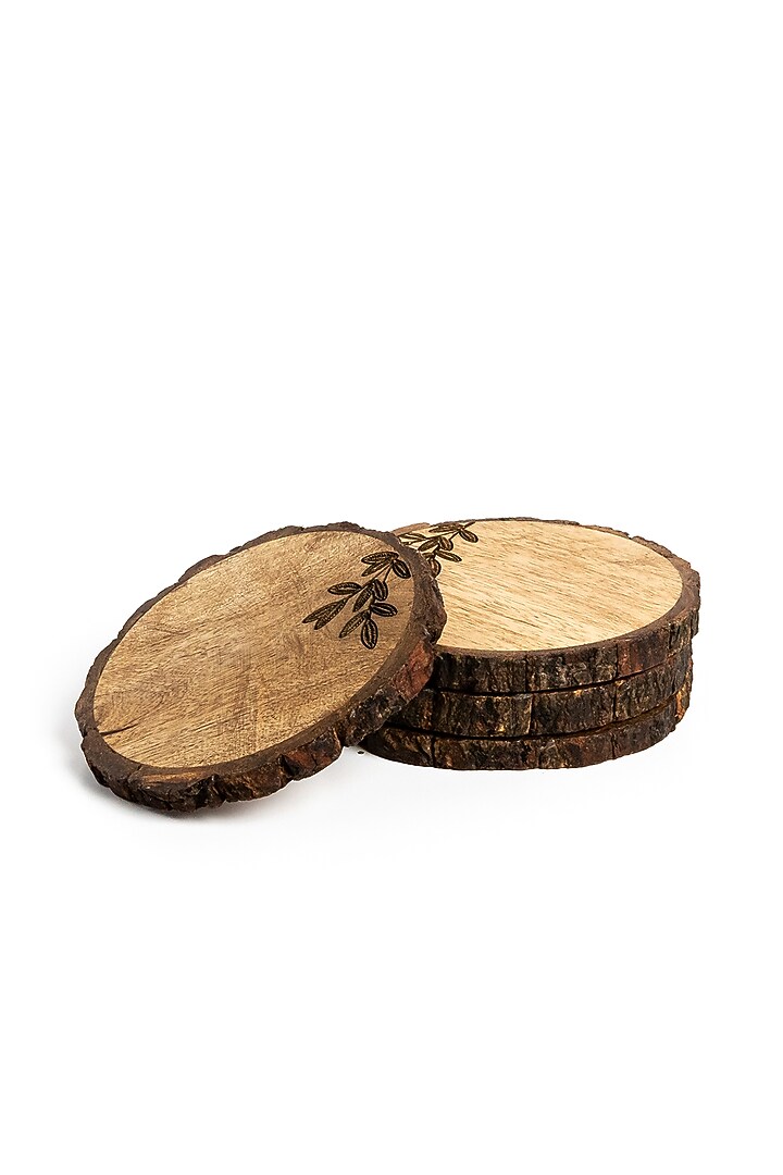 Brown Mango Wood Coaster Set by Think Artly at Pernia's Pop Up Shop