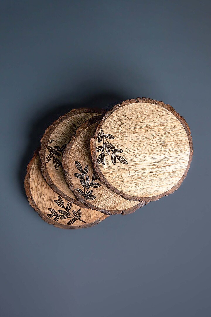 Brown Mango Wood Coaster Set by Think Artly at Pernia's Pop Up Shop