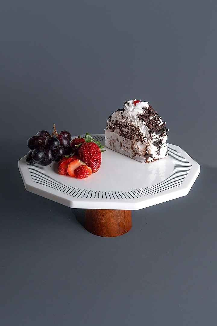 White Marble Handcrafted Cake Stand by Think Artly