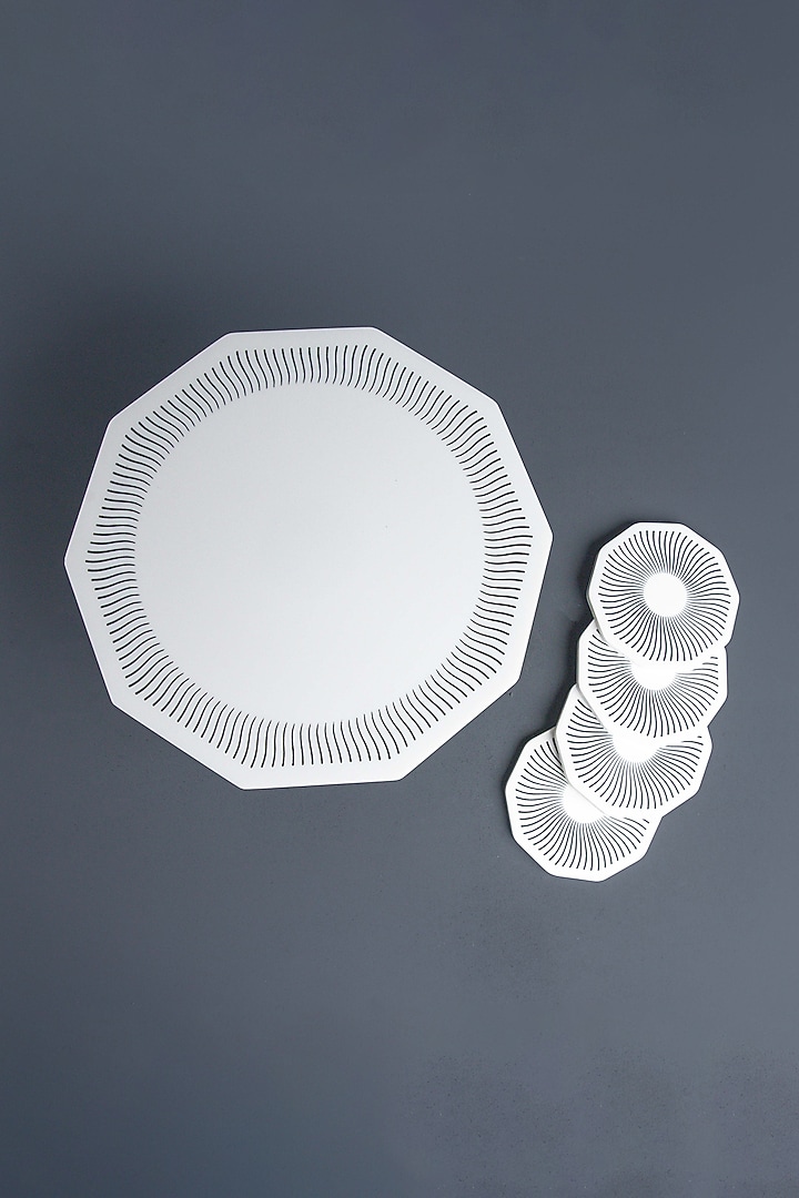 White Marble Handcrafted Cake Stand & Coaster Set by Think Artly at Pernia's Pop Up Shop