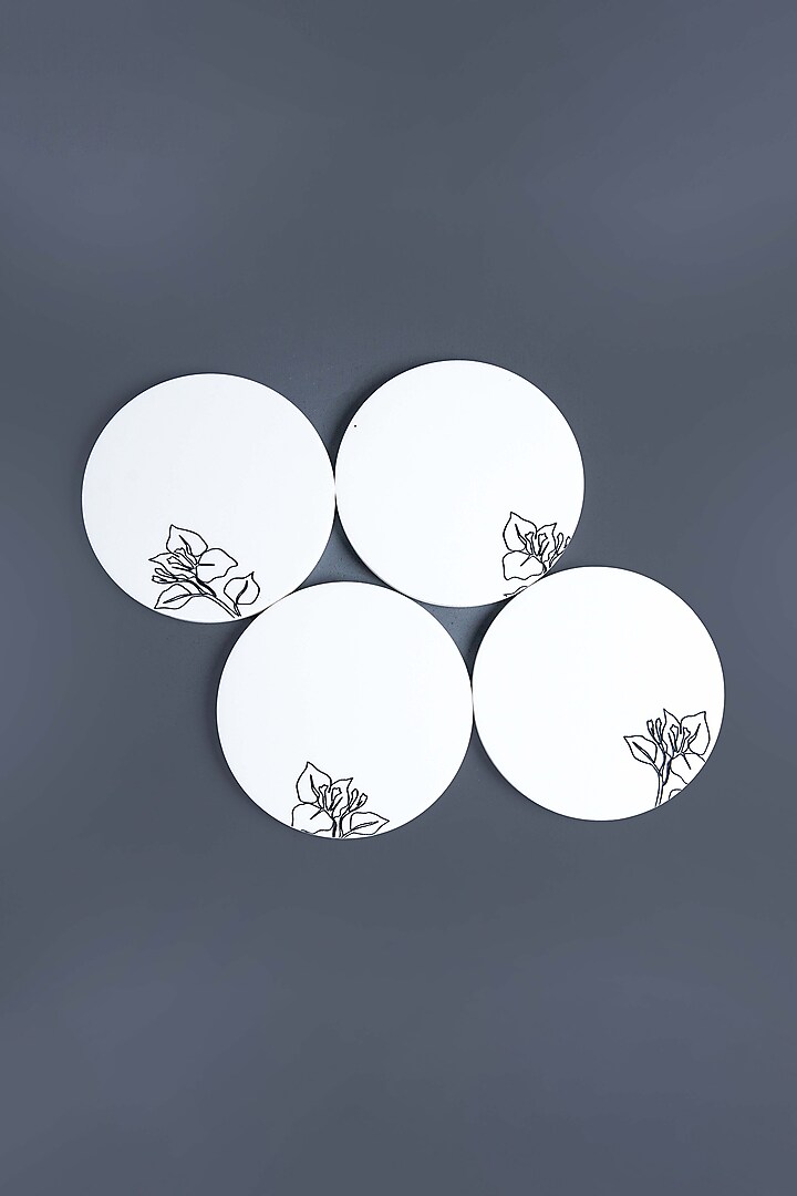 White Handcrafted Marble Coaster Set by Think Artly at Pernia's Pop Up Shop