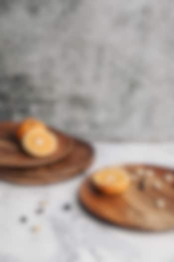 Brown Mango Wood Plate Set by Think Artly