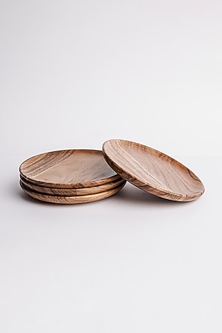 Brown Acacia Wood Plate Set by Think Artly
