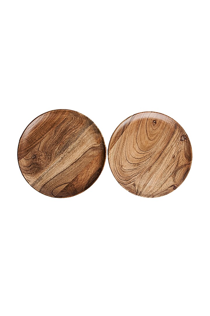 Brown Acacia Wood Plate Set by Think Artly at Pernia's Pop Up Shop