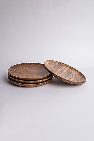 Brown Acacia Wood Plate Set by Think Artly