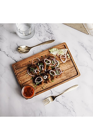 Brown Acacia Wood Tray by Think Artly