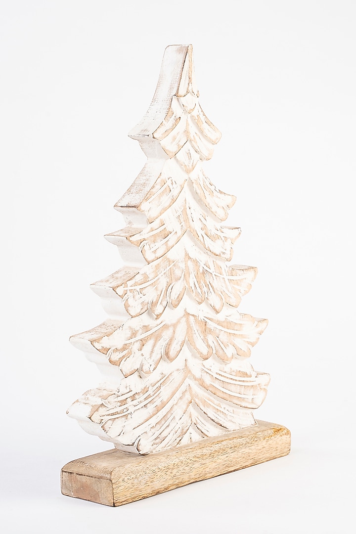 White Rustic Mango Wood Christmas Tree Table Decor by Think Artly at Pernia's Pop Up Shop