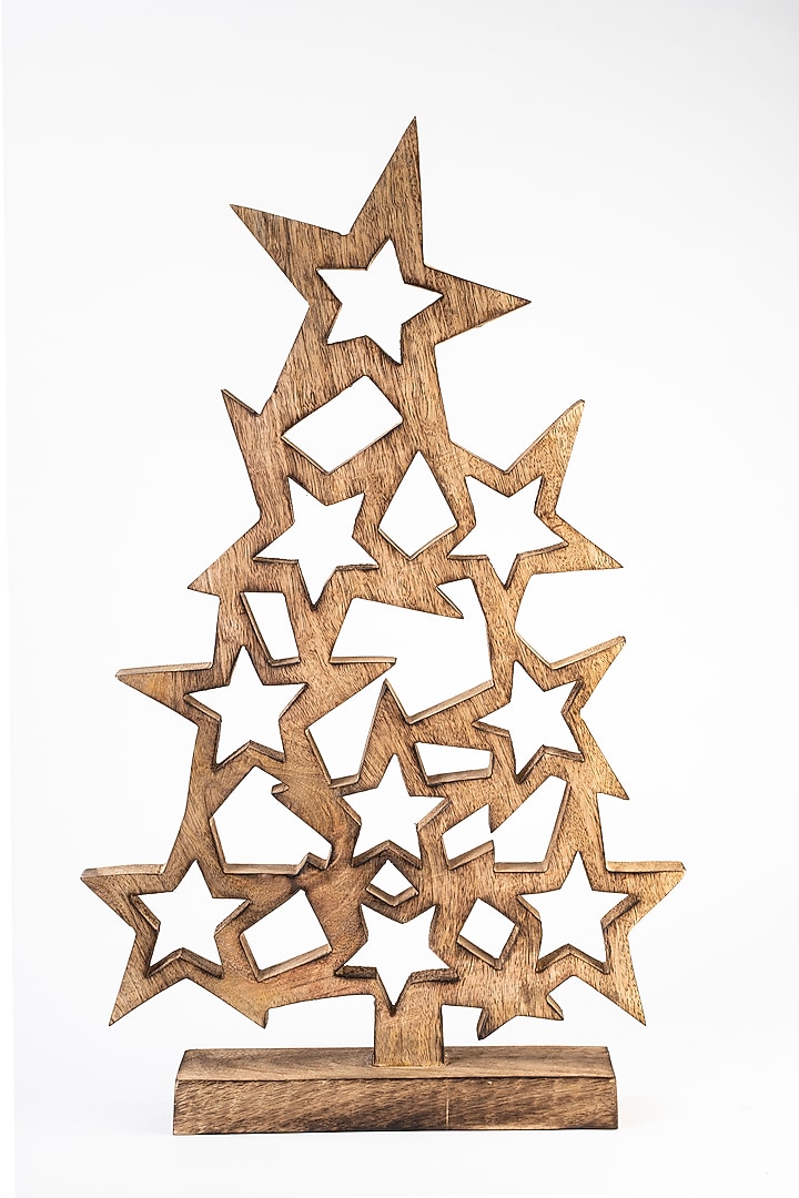 Brown Mango Wood Christmas Tree Table Decor by Think Artly at Pernia's Pop Up Shop