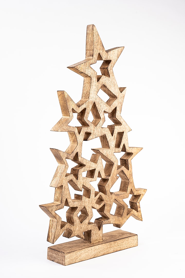 Brown Mango Wood Christmas Tree Table Decor by Think Artly at Pernia's Pop Up Shop