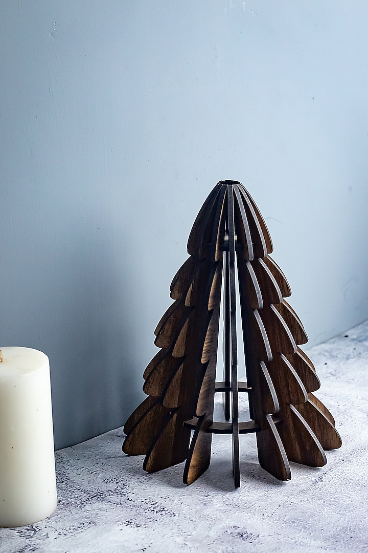 Brown Pine Wood Christmas Tree Table Decor by Think Artly
