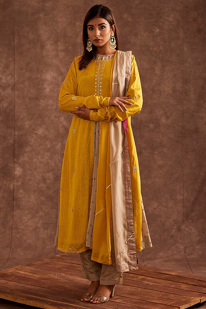 Yellow Pure Chinnon Jacket Set by The Home Affair at Pernia's Pop Up Shop