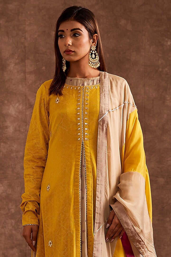 Yellow Pure Chinnon Jacket Set by The Home Affair at Pernia's Pop Up Shop