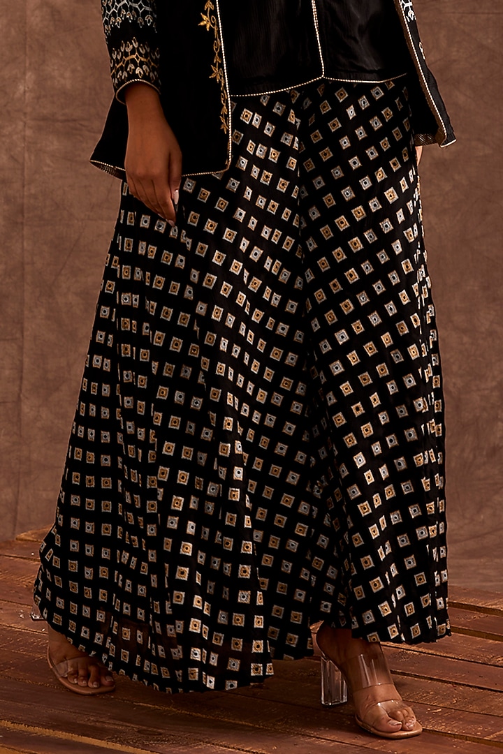 Black Pure Chinnon Party Wear Sharara Set by The Home Affair at Pernia's Pop Up Shop