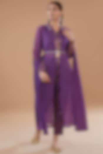 Purple Banarasi Jacket Set by The Home Affair at Pernia's Pop Up Shop