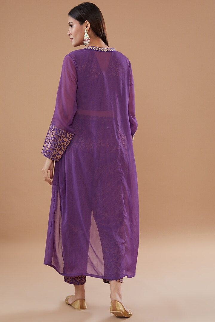 Purple Banarasi Jacket Set by The Home Affair at Pernia's Pop Up Shop