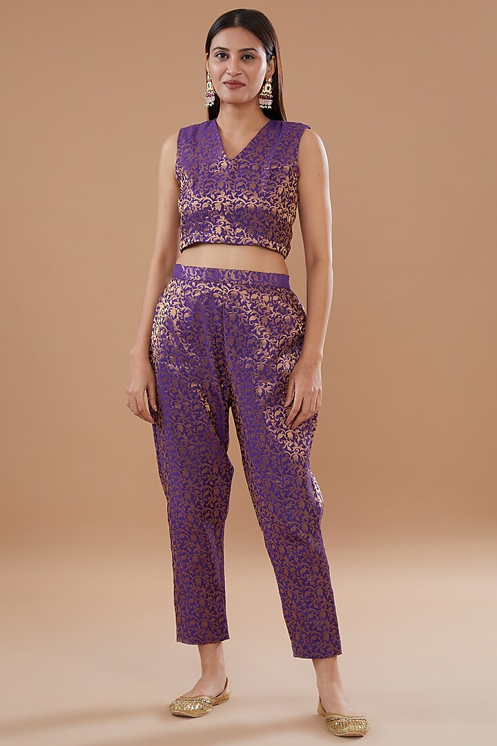 Purple Banarasi Jacket Set by The Home Affair at Pernia's Pop Up Shop