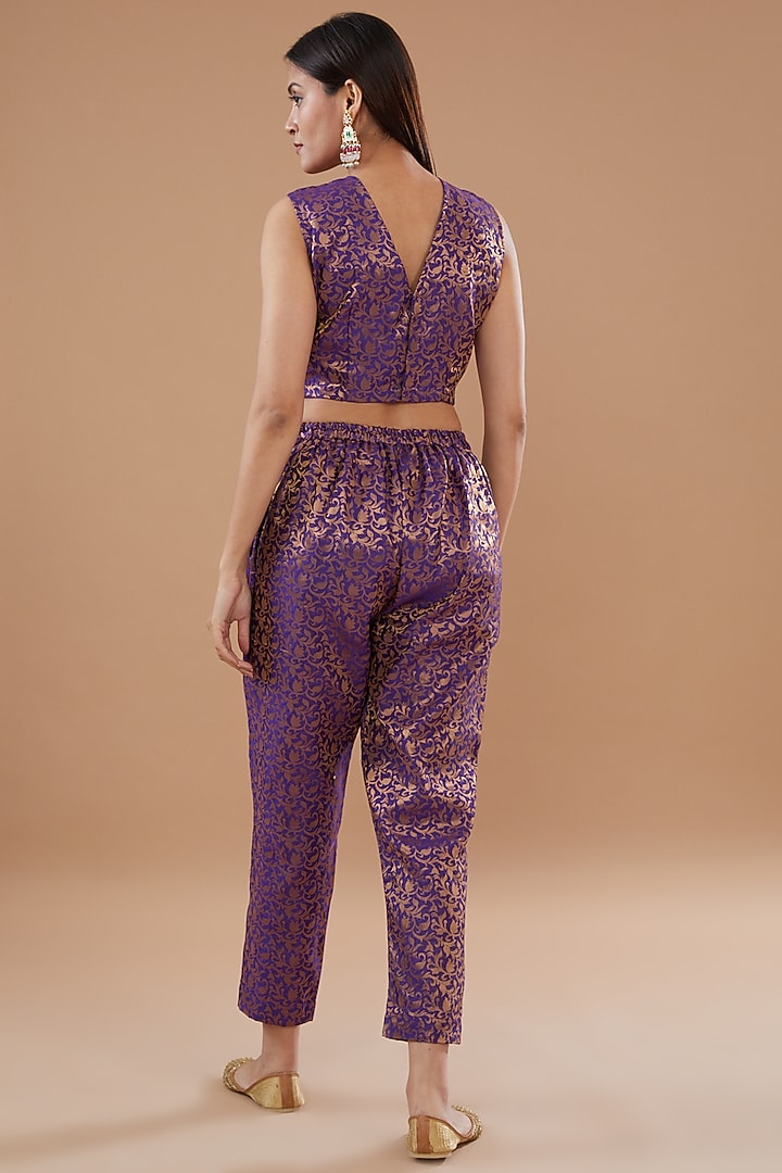 Purple Banarasi Jacket Set by The Home Affair at Pernia's Pop Up Shop