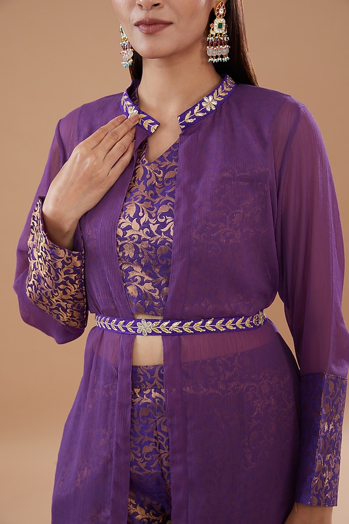 Purple Banarasi Jacket Set by The Home Affair at Pernia's Pop Up Shop