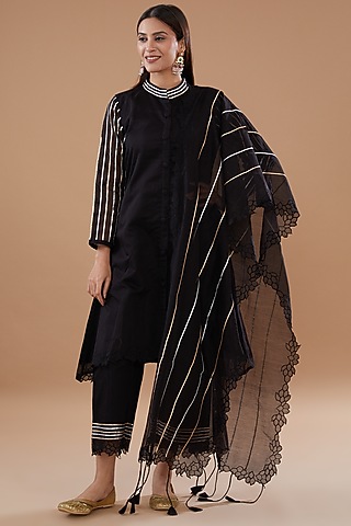 Black Chanderi Kurta Set by The Home Affair