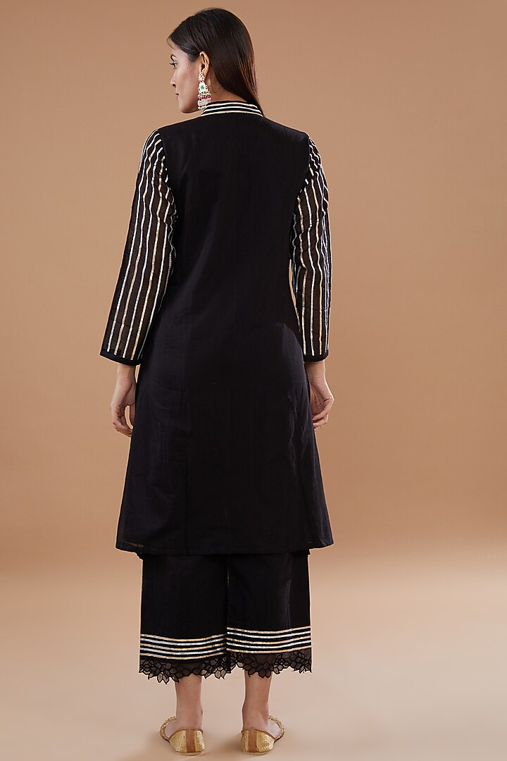 Black Chanderi Kurta Set by The Home Affair at Pernia's Pop Up Shop