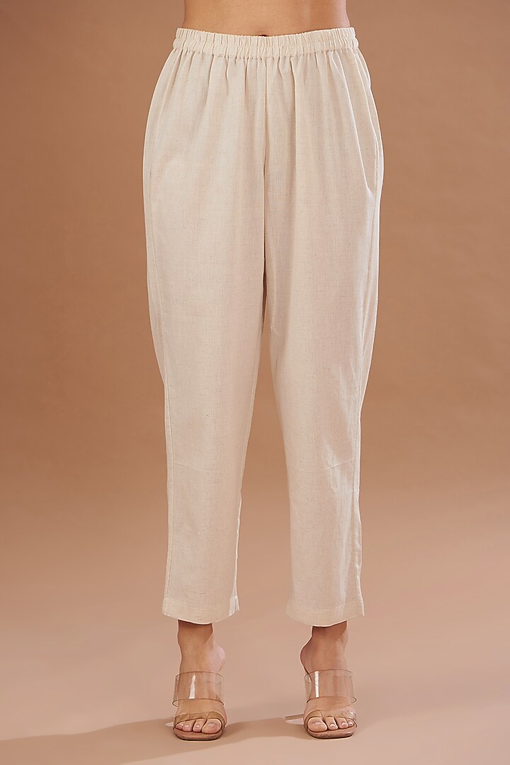 Ivory Cotton Moroccan Printed A-Line Kurta Set by The Home Affair at Pernia's Pop Up Shop