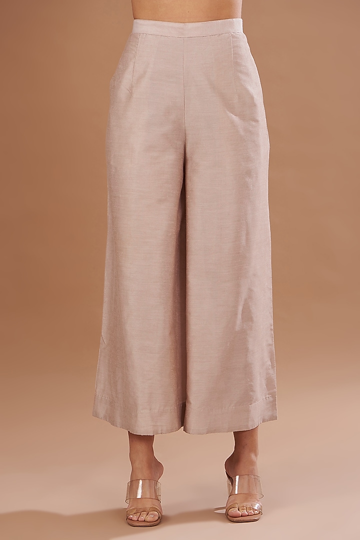 Peach Cotton Silk Flared Pant Set by The Home Affair at Pernia's Pop Up Shop