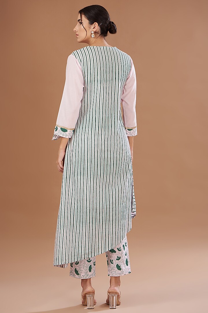 Pink Cotton Block Printed Asymmetrical Angrakha Set by The Home Affair at Pernia's Pop Up Shop