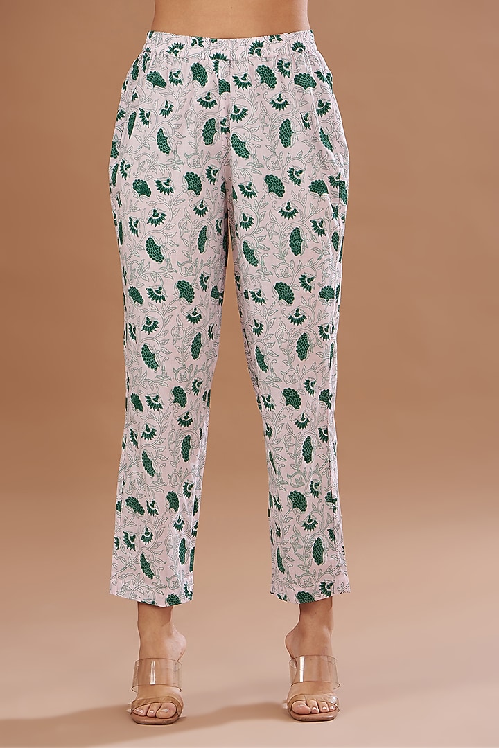 Pink Cotton Block Printed Asymmetrical Angrakha Set by The Home Affair at Pernia's Pop Up Shop
