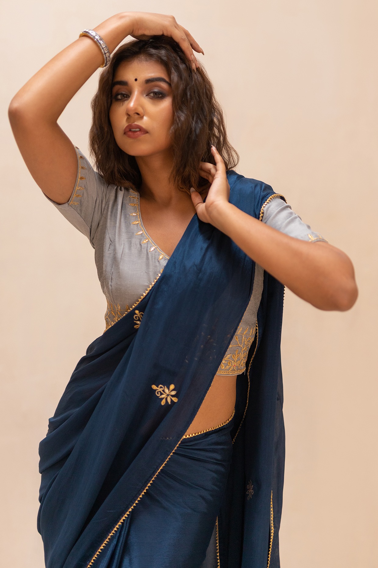 Buy Blue Georgette Embroidered Mirror Work Ruffle Saree With Blouse For  Women by Tamanna Punjabi Kapoor Online at Aza Fashions.