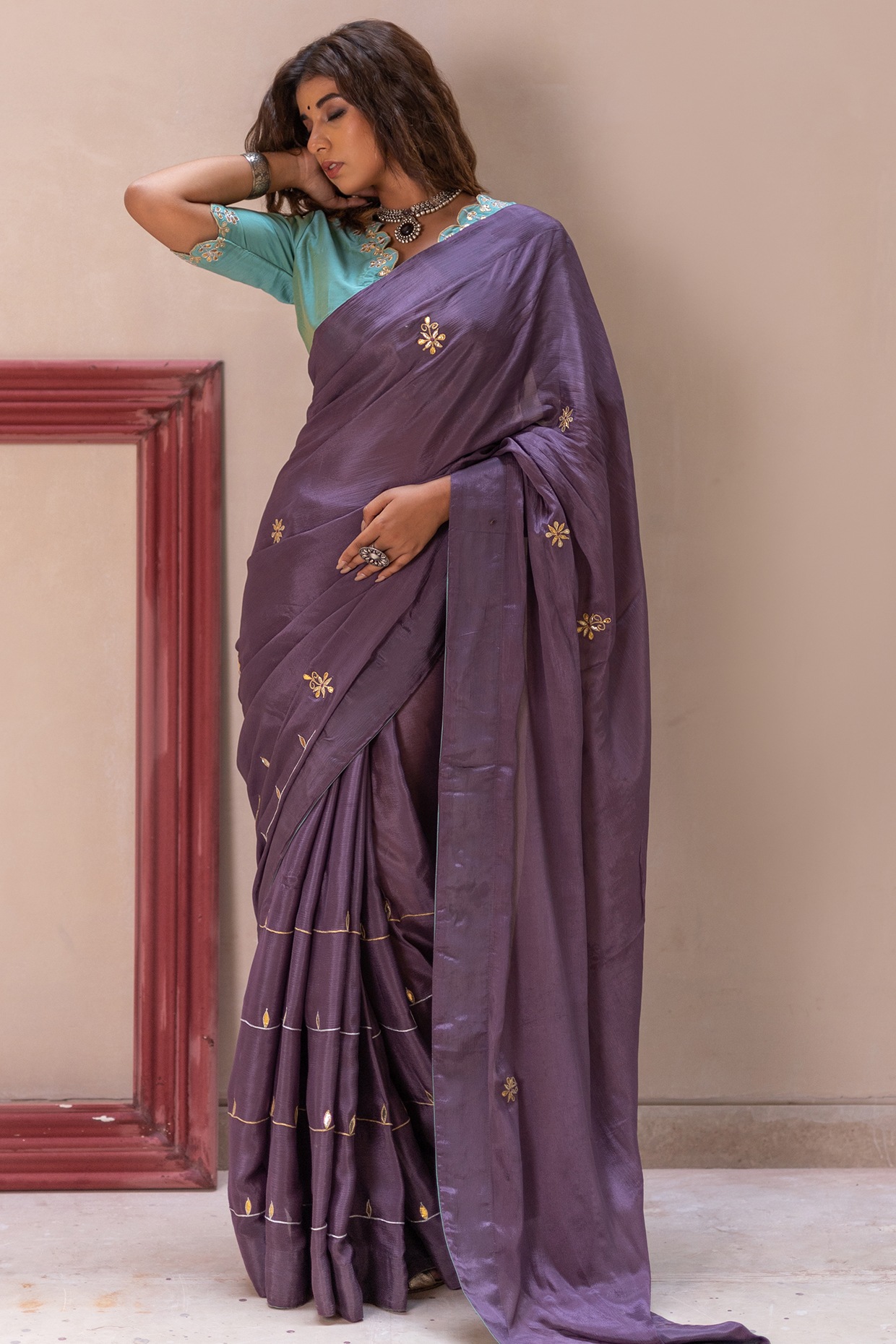 Buy Wonderful Lavender Diamond Work Rangoli Silk Party Wear Saree From Zeel  Clothing