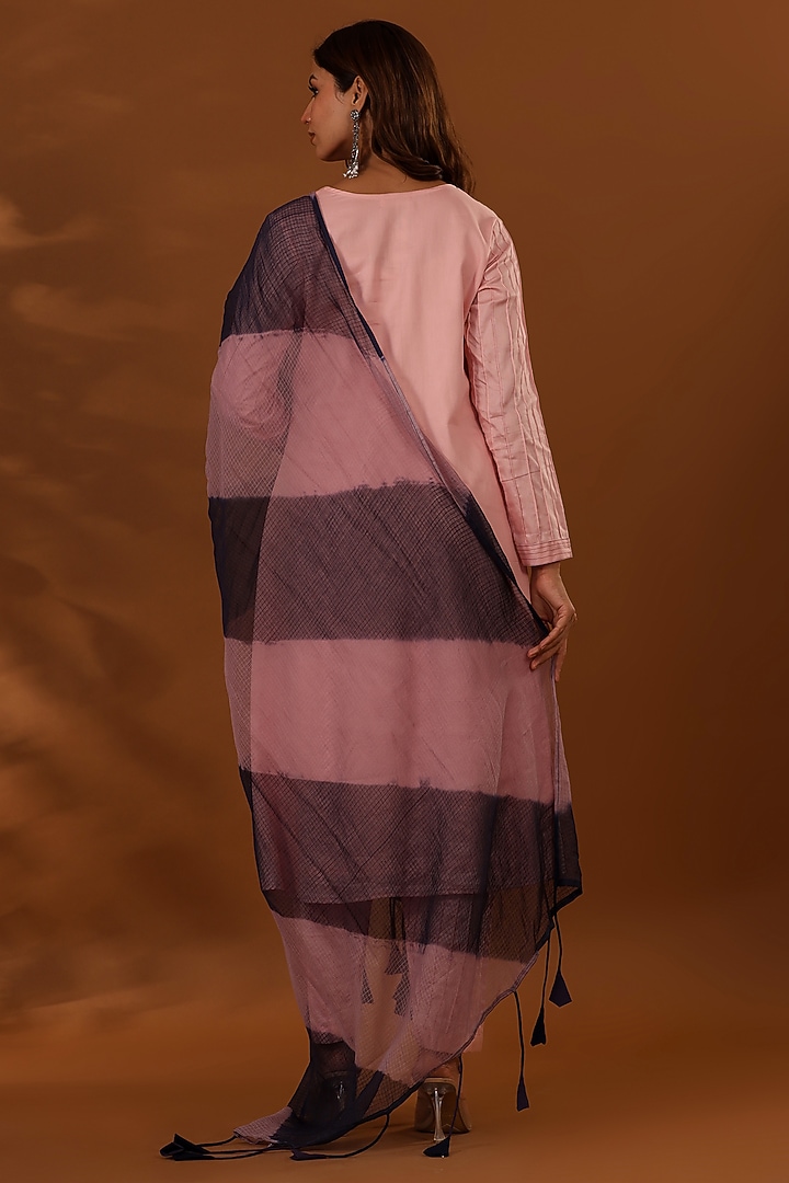Pink Handloom Jam Cotton Silk Hand Embroidered A-Line Kurta Set by The Home Affair at Pernia's Pop Up Shop