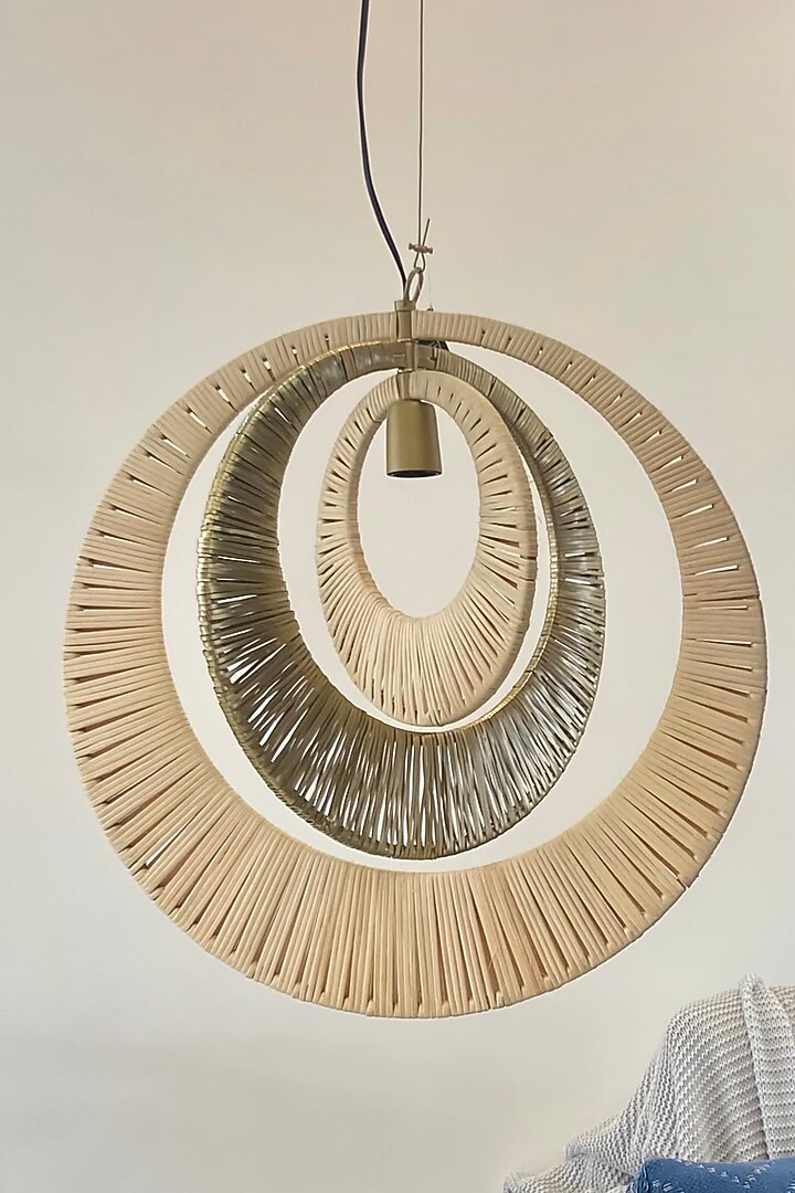Gold 3D Franklin Rattan Pendant Light by The house of trendz at Pernia's Pop Up Shop