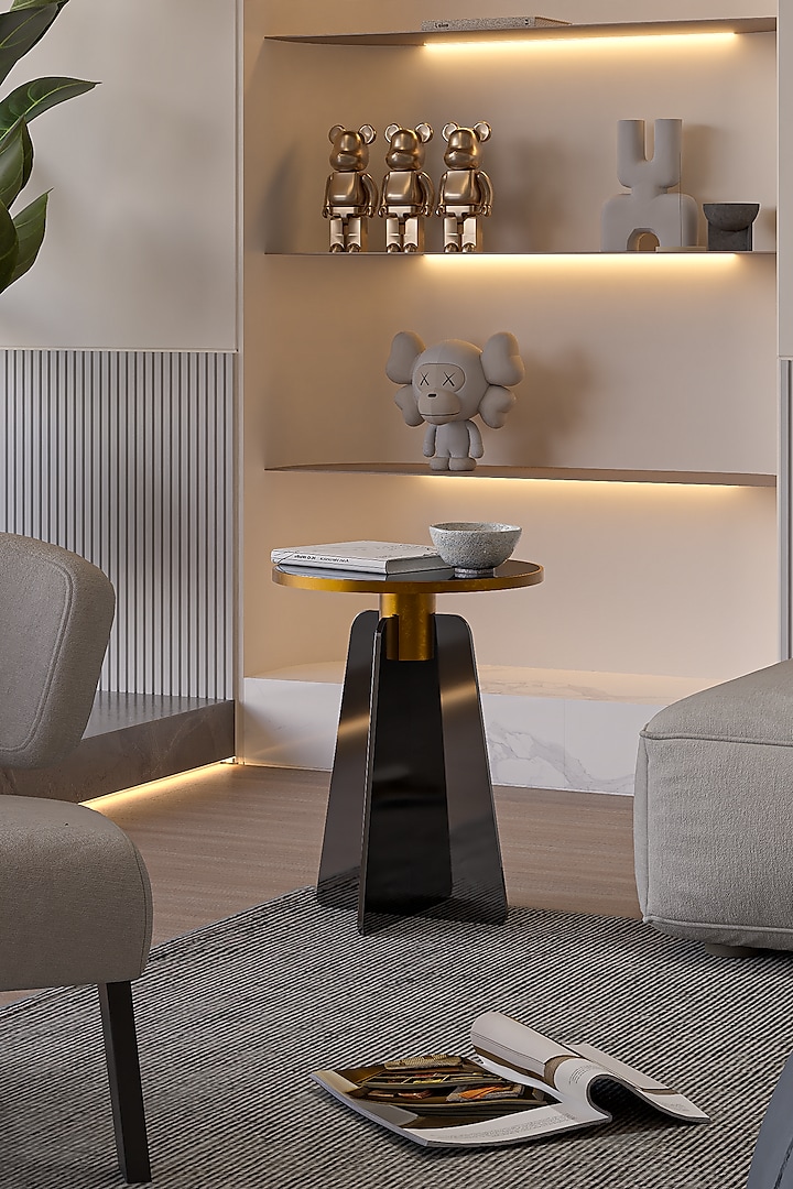 Black Glass & Metal Side Table by The house of trendz